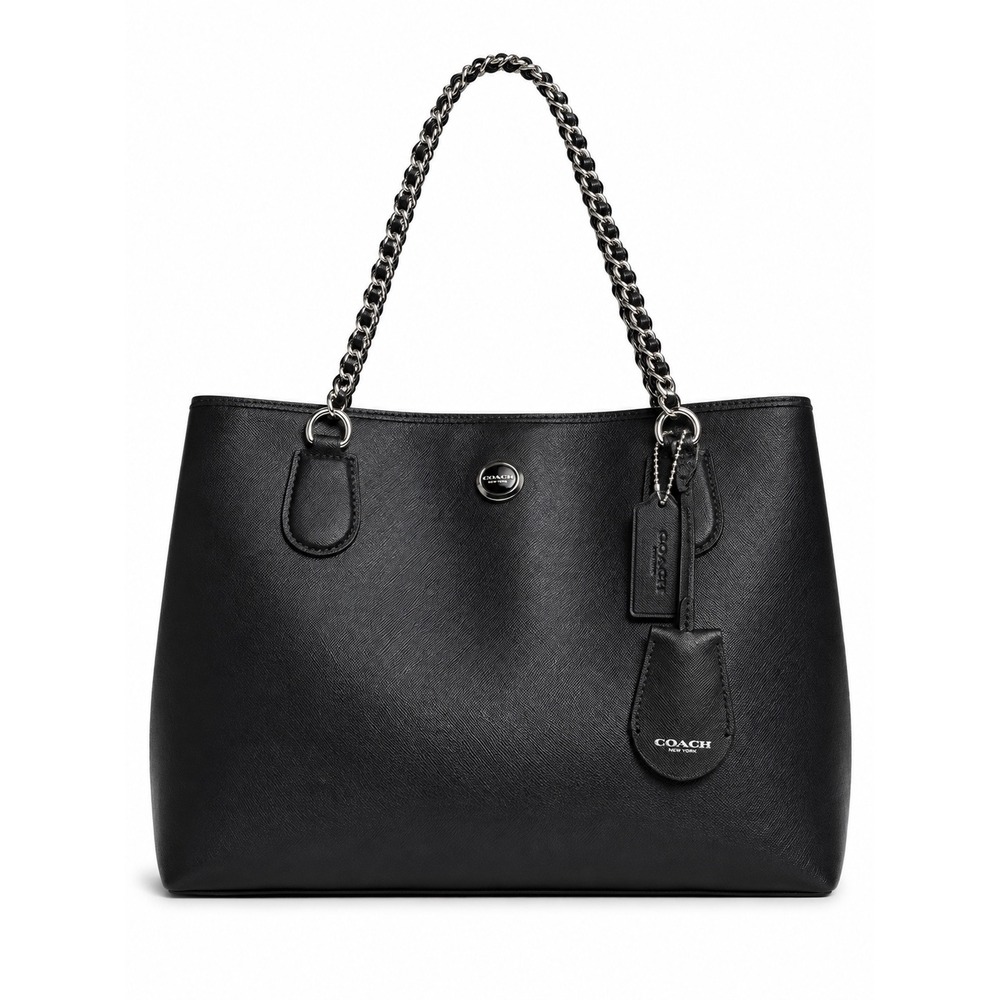 Coach Park Metro Tote Black Crossgrain Leather Chain Shoulder Bag F31752